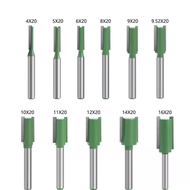 5/6/7/8/9/11PCS 6mm Shank Straight Cut Router Bit Small Set Woodworking Cutter