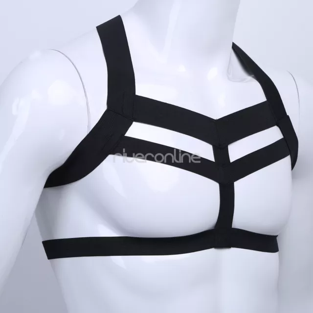 Männer Body Körper Chest Harness Brustharness Herren Nylon Geschirr sexy Schwarz