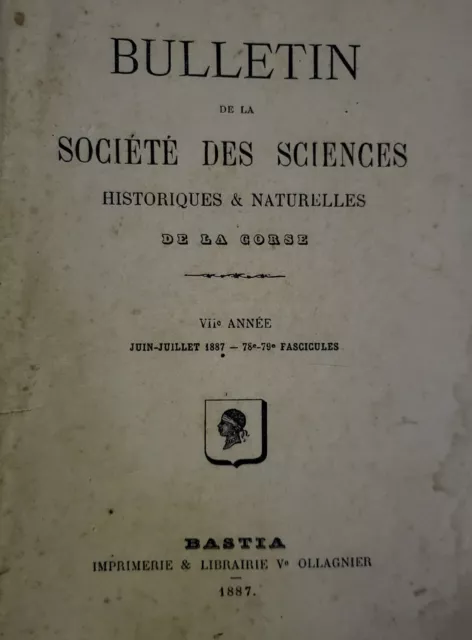 Revue Corse  Historique.  Société des Sciences.