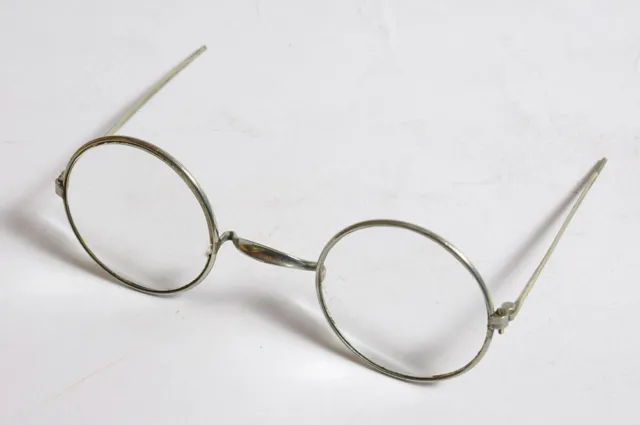 Antike Brille mit kapute Bügel. Metall Rundbrille. Vintage Lennon eyeglasses.
