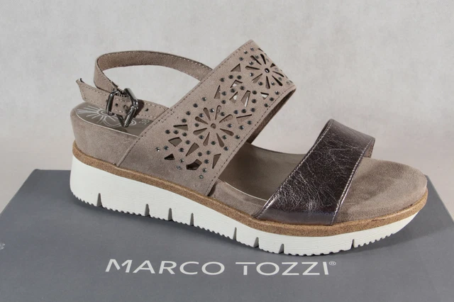 Marco Tozzi Sandale Femmes Sandales Sandalette Sandalettes Taupe 28717 Neuf