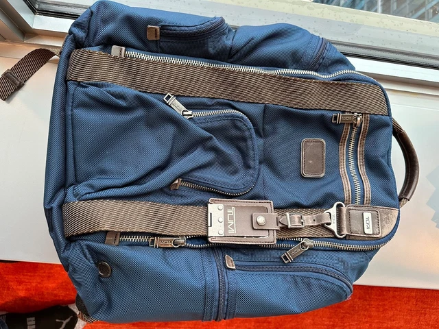 Tumi Alpha Bravo Kingsville Deluxe Brief Backpack Blue/Brown with Laptop Pocket