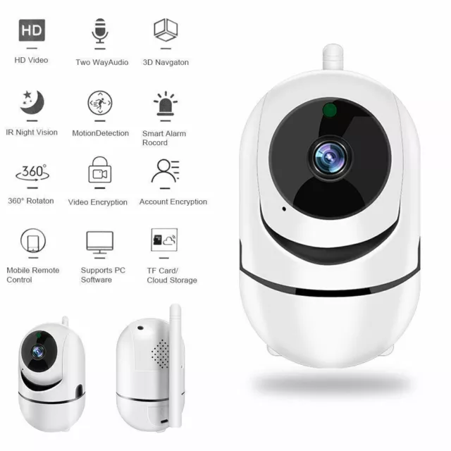 Cámara de Seguridad IP HD WiFi Inalámbrica Sistema de CCTV Interior Hogar Bebé Mascotas Monitor Cámara 2