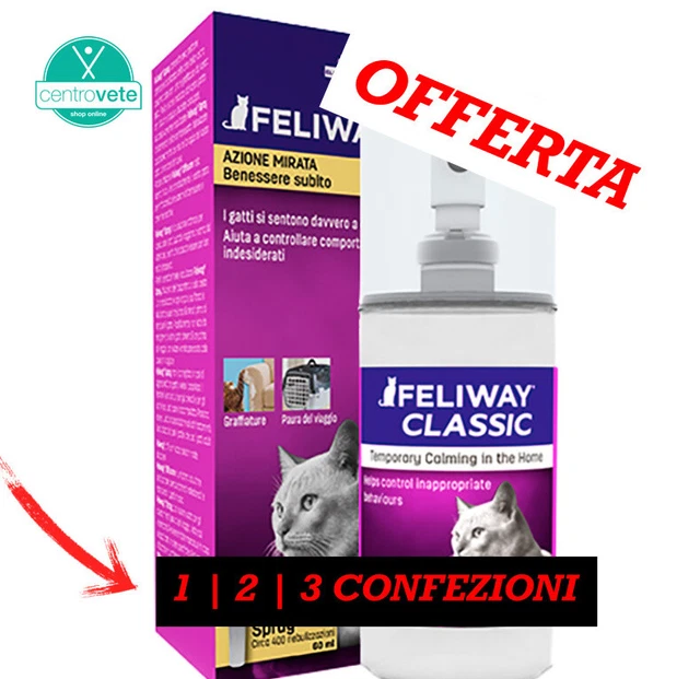 Ceva FELIWAY spray 60 ml GATTO - FEROMONI spray per rilassare i gatti in CASA