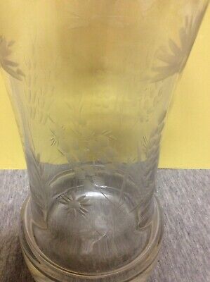 Vintage Clear Glass Liquor Decanter With Cut Flowers 3