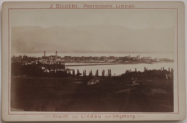 Echtes Orig. 1880er J. Kab. Karte LINDAU von J. Bilgeri