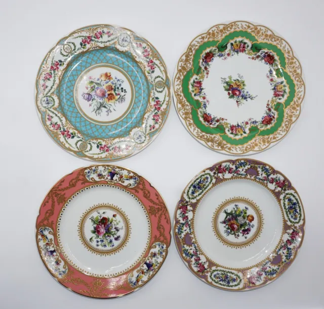 Andrea by Sadek Collection Sevres Porcelain Salad Plates Set 4 New Box Multi