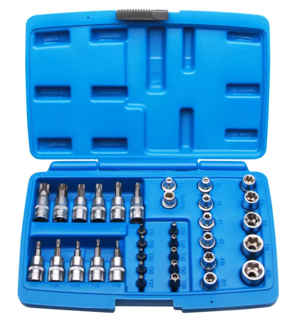 Coffret de 34 douilles écrous E-TORX carré 3/8