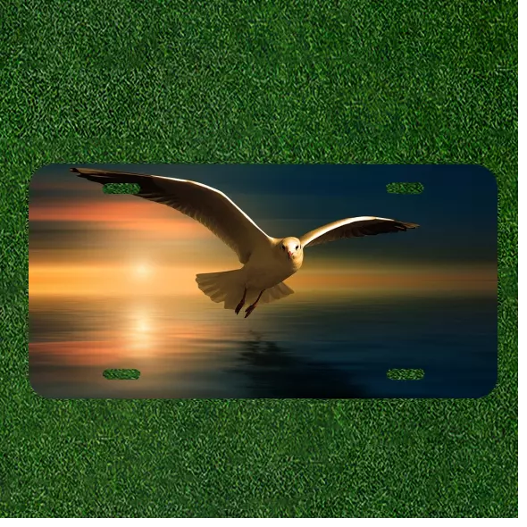 Custom Personalized License Plate Auto Tag With Stunning Big White Bird Flying