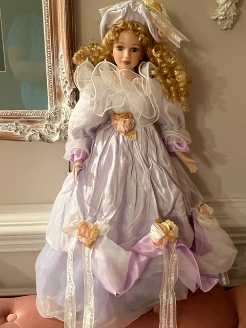 Porcelain Victorian Doll w/ Blonde Ringlets