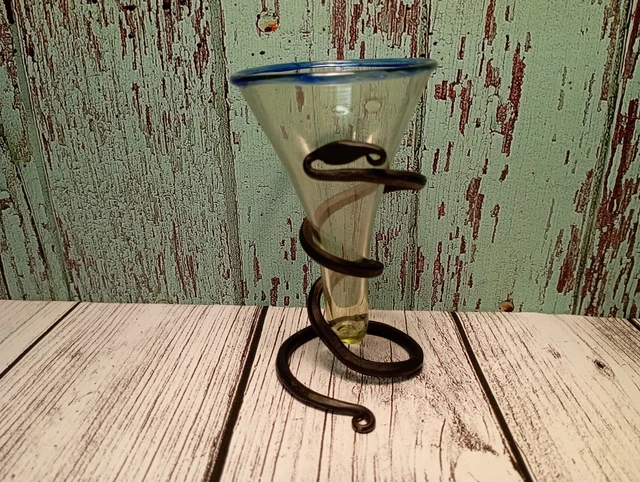 Cone Viking Mead Glass with Serpent Snake Iron Stand Birka Sweden Grave Replica