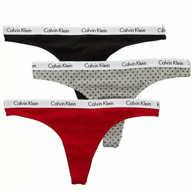 CALVIN KLEIN 3 Pack Carousel Thong Women's CK Panties Cotton Underwear New