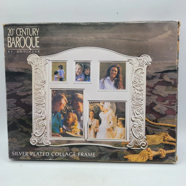 Godinger Silver Plate 20th Century Baroque Collage Frame  Silver Plated  NOS New