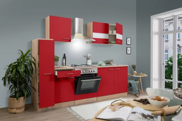 Cucina attrezzata cucinino Rovere Rosso Merle 240 CM