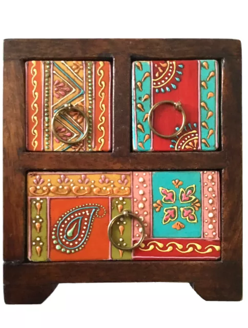Hand Painted Wooden Trinket Box Mango/ Indian / Moroccan/ Ethnic