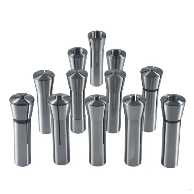 12Pcs Hardened Precision R8 Collets 3mm - 22mm High Accuracy of .0006" TIR Kit
