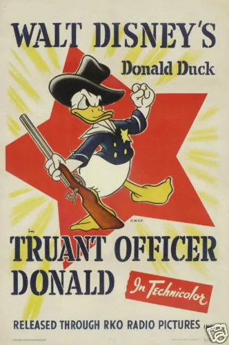 Truant officer Donald Disney cartoon movie poster print