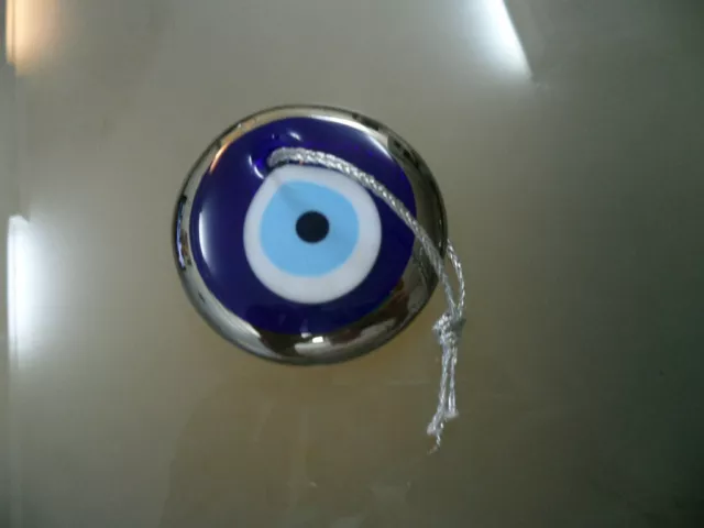 Turkish Glass Evil Eyes, Lucky Hangings, Nazar, Metallic Gold or Silver Colour