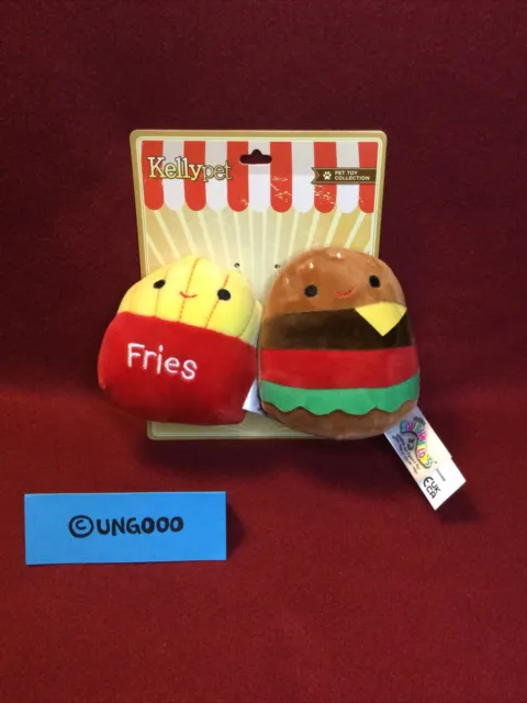 4” FRENCH FRIES And BURGER Dog Toys Set Squishmallow Pet Collection Plush Toy