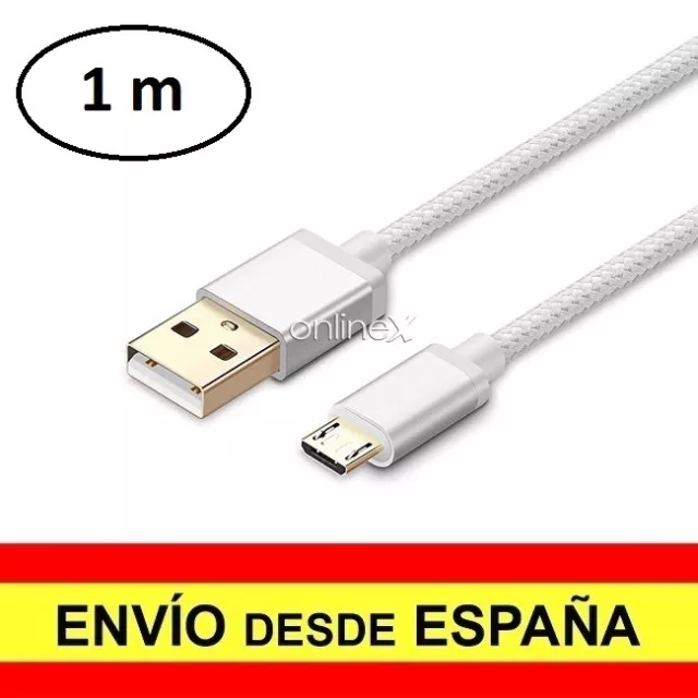 Cable Datos Cargador USB - MICRO USB Nylón Anti Enredo Movil 1 Metro a2832