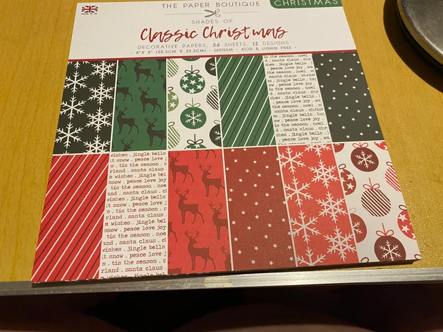 The Paper Boutique - Classic Christmas - Decorative Papers - 36 8x8 Sheets - New