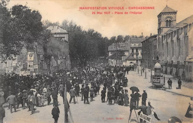 Cpa 11 Carcassonne / Manifestation Viticole 26 Mai 1907 / Place De L'hopital