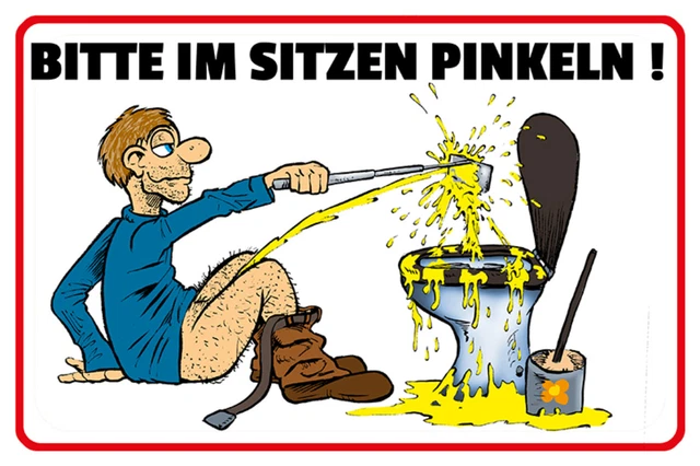 SCHILD SPRUCH BITTE im Sitzen pinkeln Toilette Selfie JW EUR 19,90