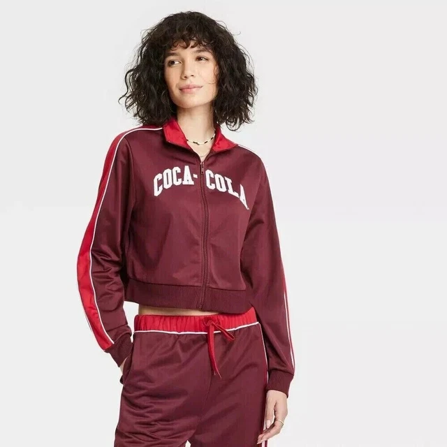 Women's Coca-Cola Graphic Zip Up Sweatshirt - Red Size Small