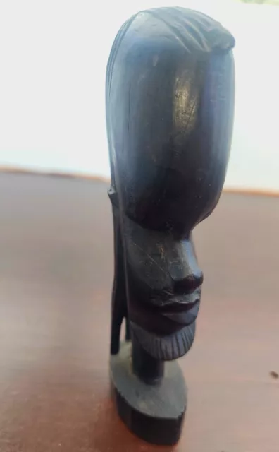 Large Vintage Hand Carved Ebony Wood African Tribal Male Head Figurine