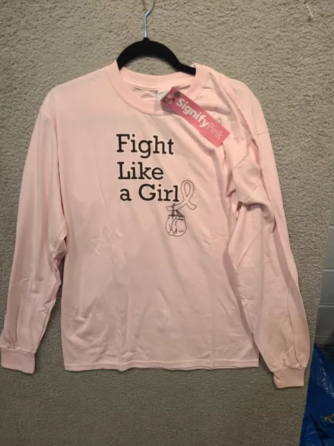 T-Shirt Fight Like a Girl Breast Cancer signify pink Long Sleeve t Shirt Med