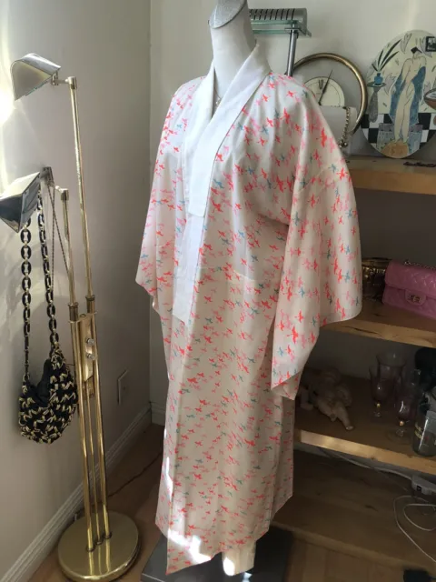 Vintage Japanese Juban kimono Wool ?Women's NagaJuban Kimono Robe