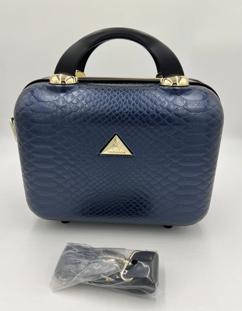 Triforce Elite Performance-Hardcase Travel Makeup Case Faux Croc Embossed Blue