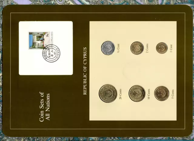 Coin Sets of All Nations Cyprus 1983-1992 UNC 20 cents 1992 5 cents 1990 8JL87