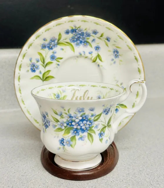 Royal Albert Flower of the Month  Tea Cup & Saucer "July" Forget Me Not