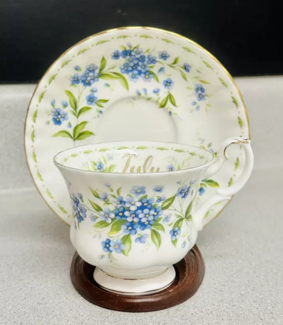 Royal Albert Flower of the Month  Tea Cup & Saucer "July" Forget Me Not