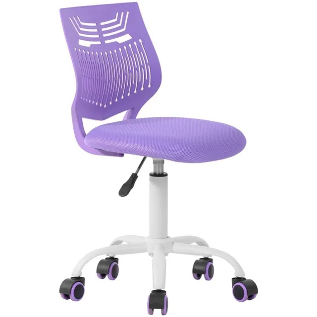 FurnitureR Favors Swivel Teen Armless Mesh and Plastic Task Chair in Purple