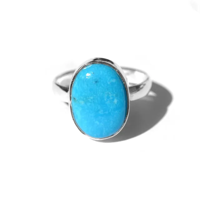 Christmas Gift,Turquoise Women Handmade Solitaire Ring in 925 Sterling Silver