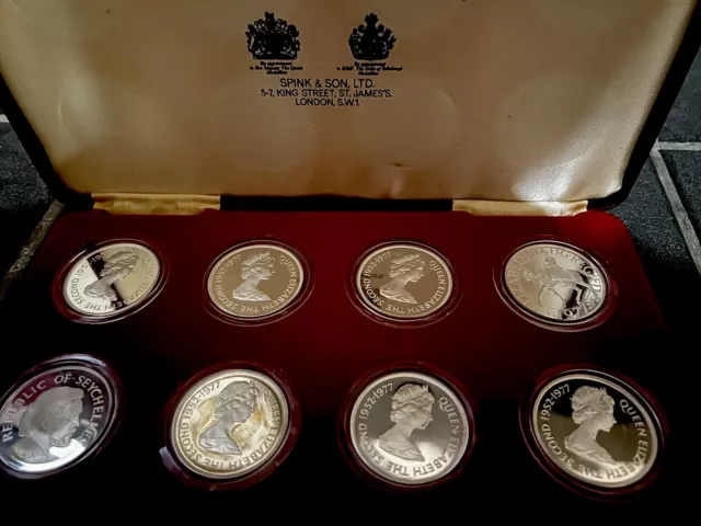 Coin Silver Proof Queens Silver Jubilee 8 Coin crown 1977 Commemorative Set