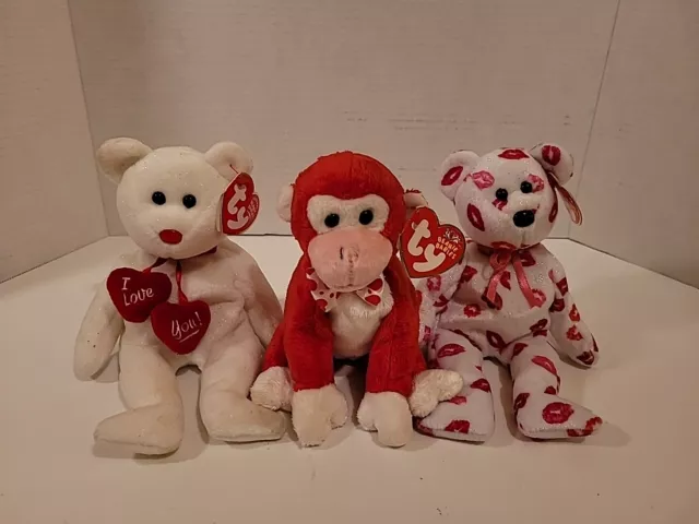 ty Valentines Day Beanie Baby Lot Of 3 (Truly, Kissy, Valentine) With Tags