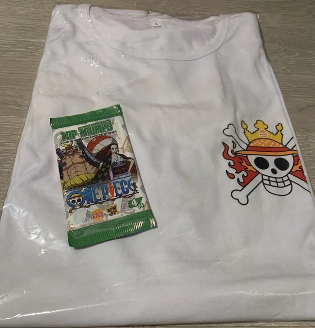 ONE PIECE BURGER King Luffy Sanji Tshirt Edition limitée Size L + TOP TRUMPS EUR 29,00
