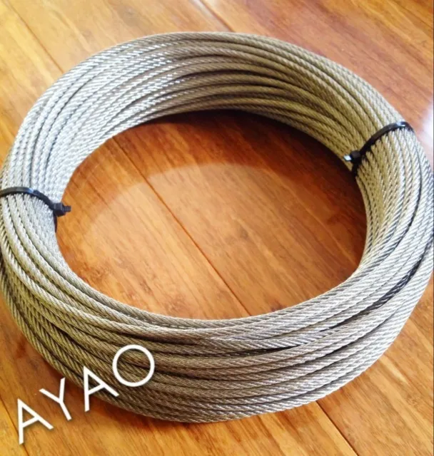 Ayao 1 Meters Stainless Steel Wire Rope Cable 4mm 7x7 316 Marine Grade Wire
