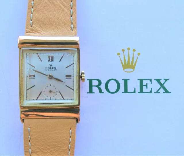 Rolex ♛ Precesion Art Deco 3256 Pink Gold 18K 750 Antique Luxury Men's Watch