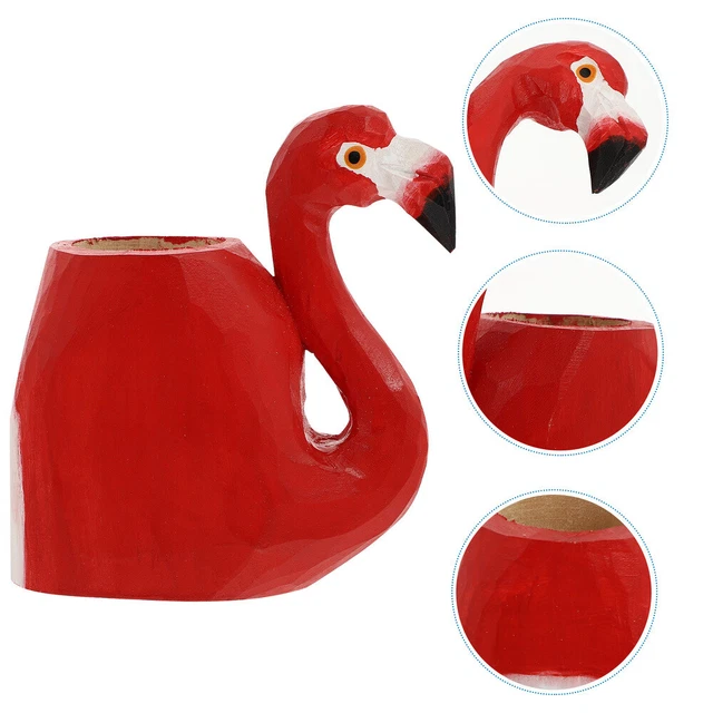 1 pieza Encantadora Decoración Forma Flamenco para Fiesta Tallar Madera