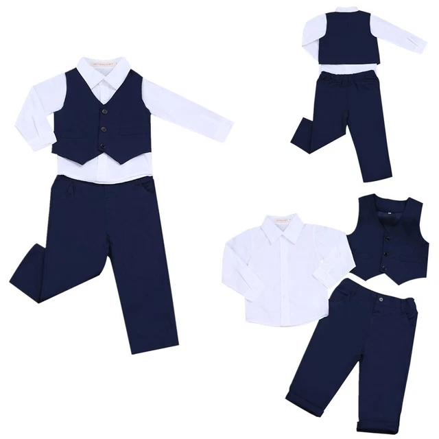 Abito in vita per bambini bambini piccoli maschi abiti festa di nozze set di 3 pezzi