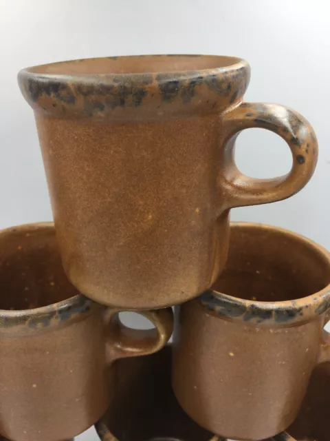 5 pc Nelson McCoy Mesa Line CANYON Mottled Brown Flat Mug Set VTG  MCM 1412