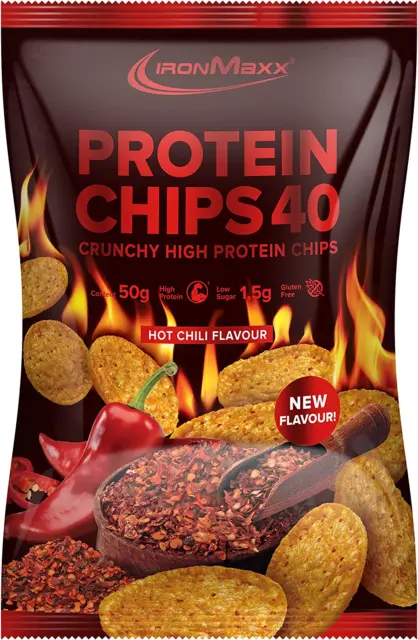 Ironmaxx Protein Chips High Protein Low Carb, Geschmack Hot Chili