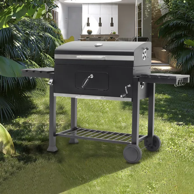 XXL Heavy Duty Barbeque Grill Charcoal Outdoor Garden BBQ Smoker Oven with Sides