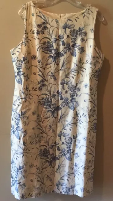 Jessica Howard Women's Floral  Sleeveless Dress Sz 14 Linen Blend