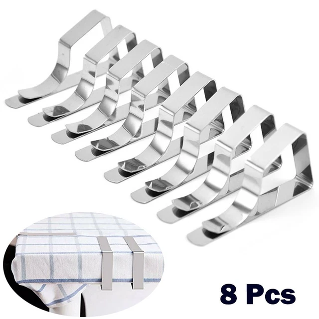 8 piezas Pinzas de mantel de acero inoxidable Soporte de mantel Abrazadera Exterior Fiesta Casa Nuevo