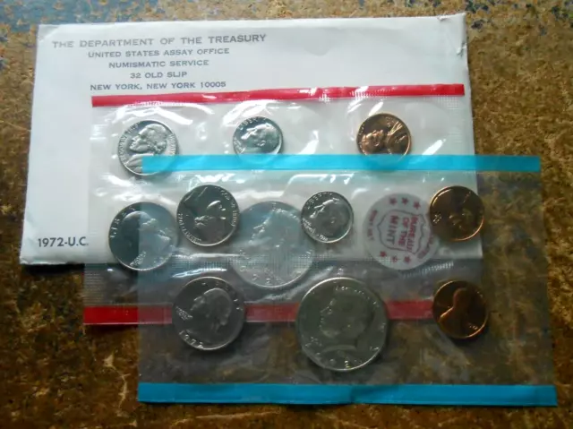 1972 Us Mint Uncirculated Set 11 Coins Mint Sealed In Two Flexible Cases